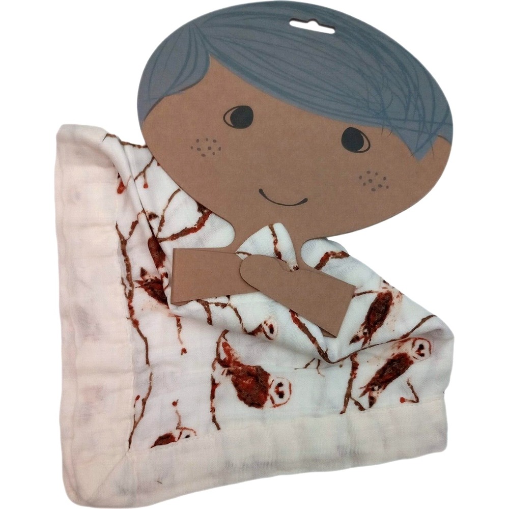 MILKBARN Beige OWL Mini Baby Lovey Muslin Security Blanket Rayon Bamboo Branch
